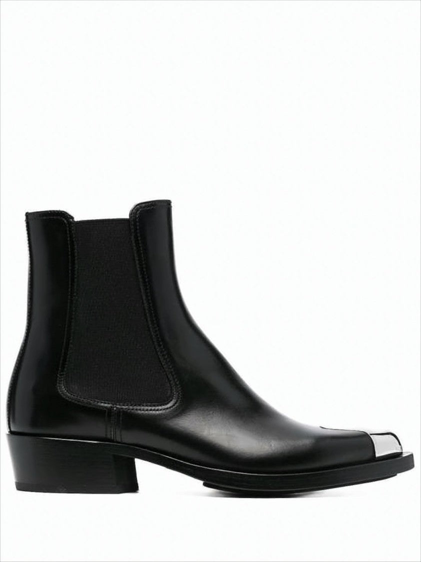 Alexander Mcqueen Ankle Boots With Metallic Cap