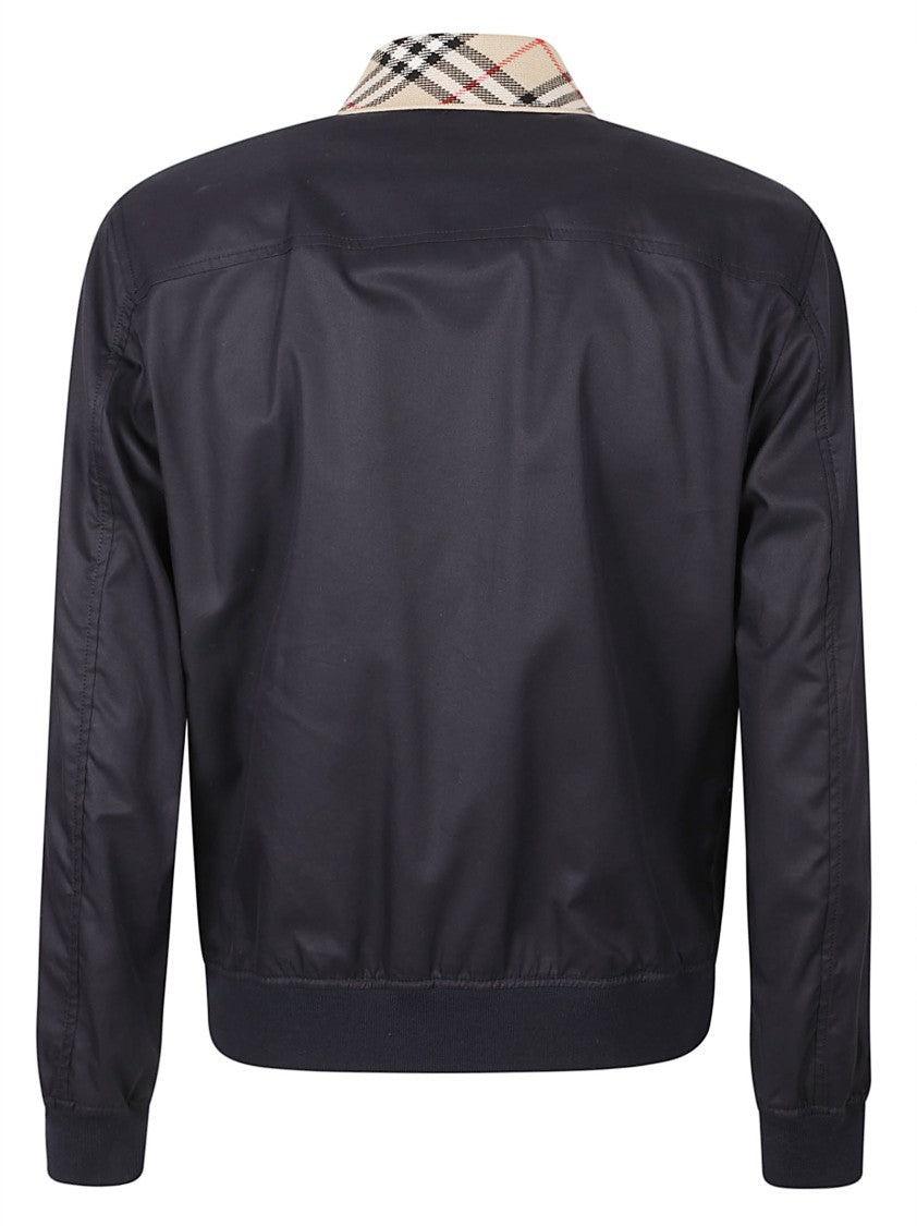 Burberry Casual Jacket With Checkered Collar And Embroidered Logo