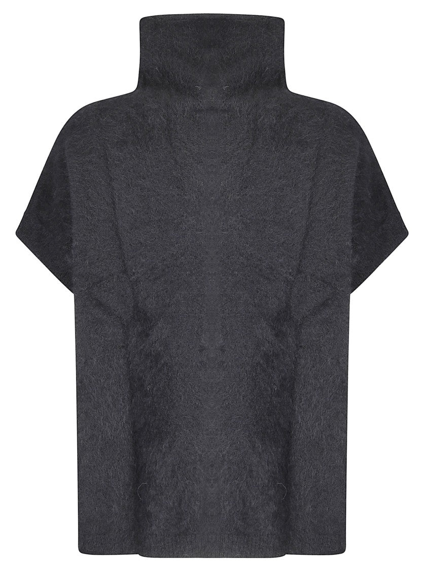 P.A.R.O.S.H. Boxy Fuzzy Texture Sweater With High Neck