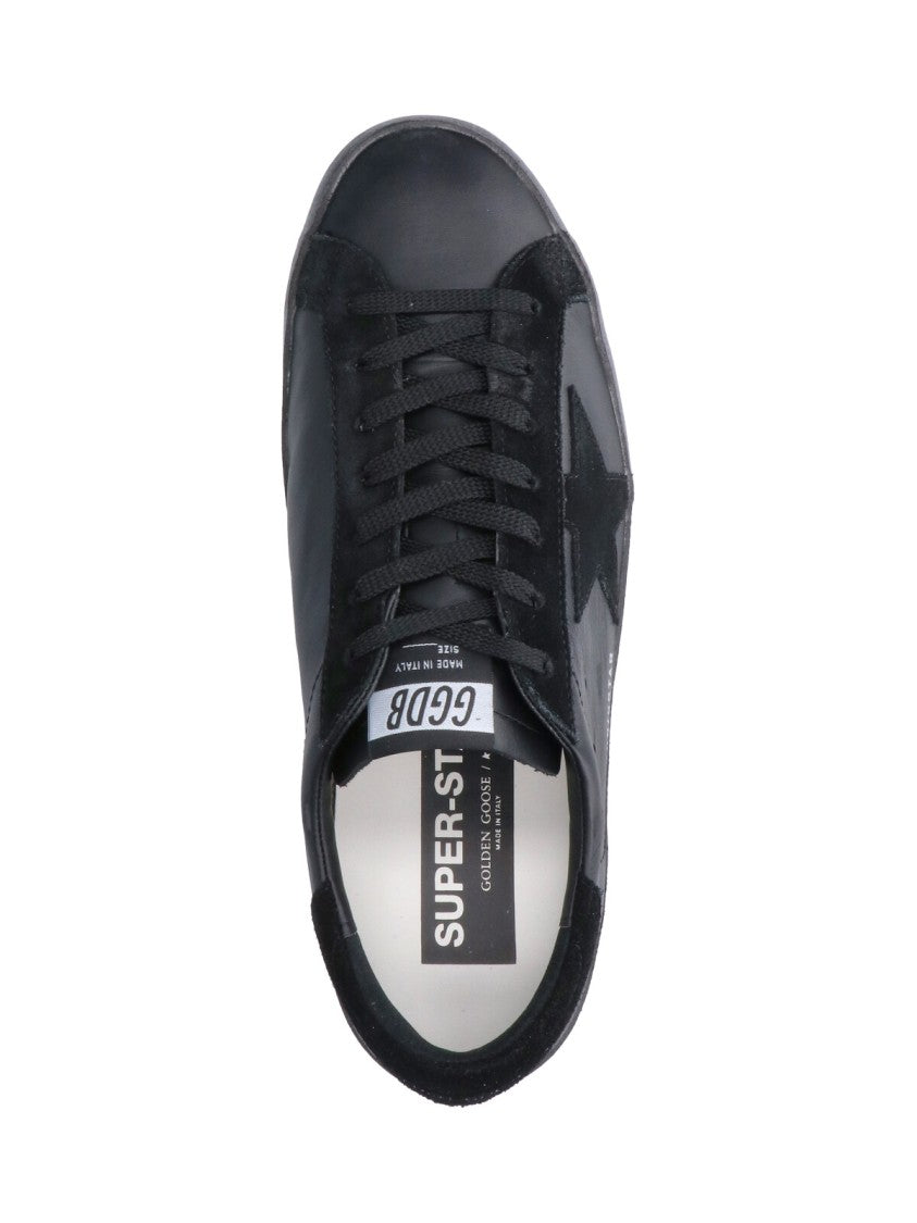 Golden Goose Low-Top Black Leather Sneakers With Distressed Sole