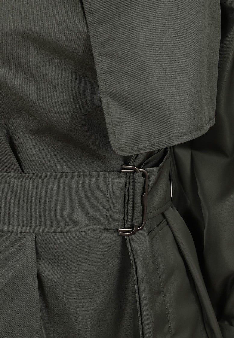 Burberry Loden Green Knee-Length Hooded Raincoat