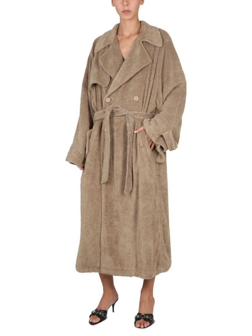 Balenciaga Towel Trench Coat With Adjustable Belt Closure
