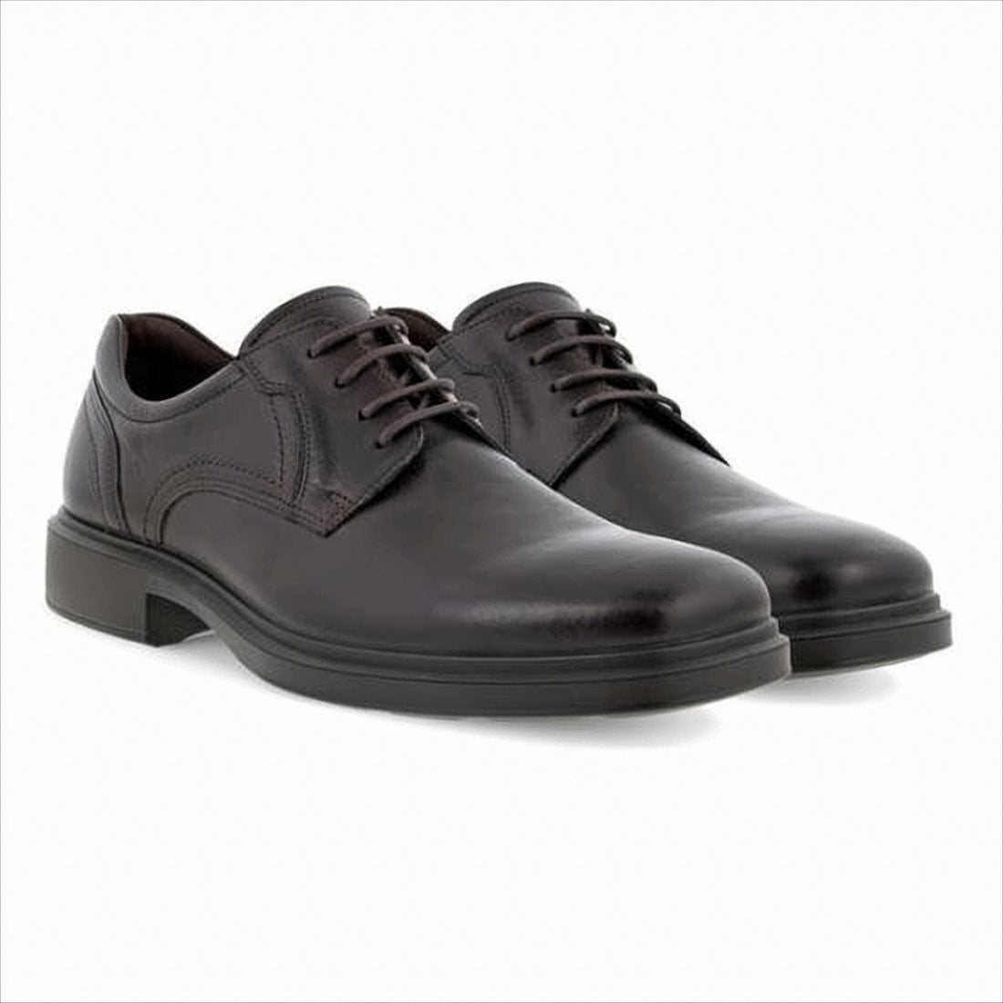 Ecco Lace-Up Brown Leather Dress Shoes With Polished Finish
