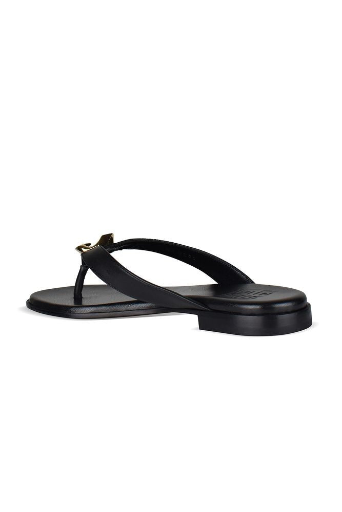 Givenchy Black Leather Sandals With Gold-Tone Detail