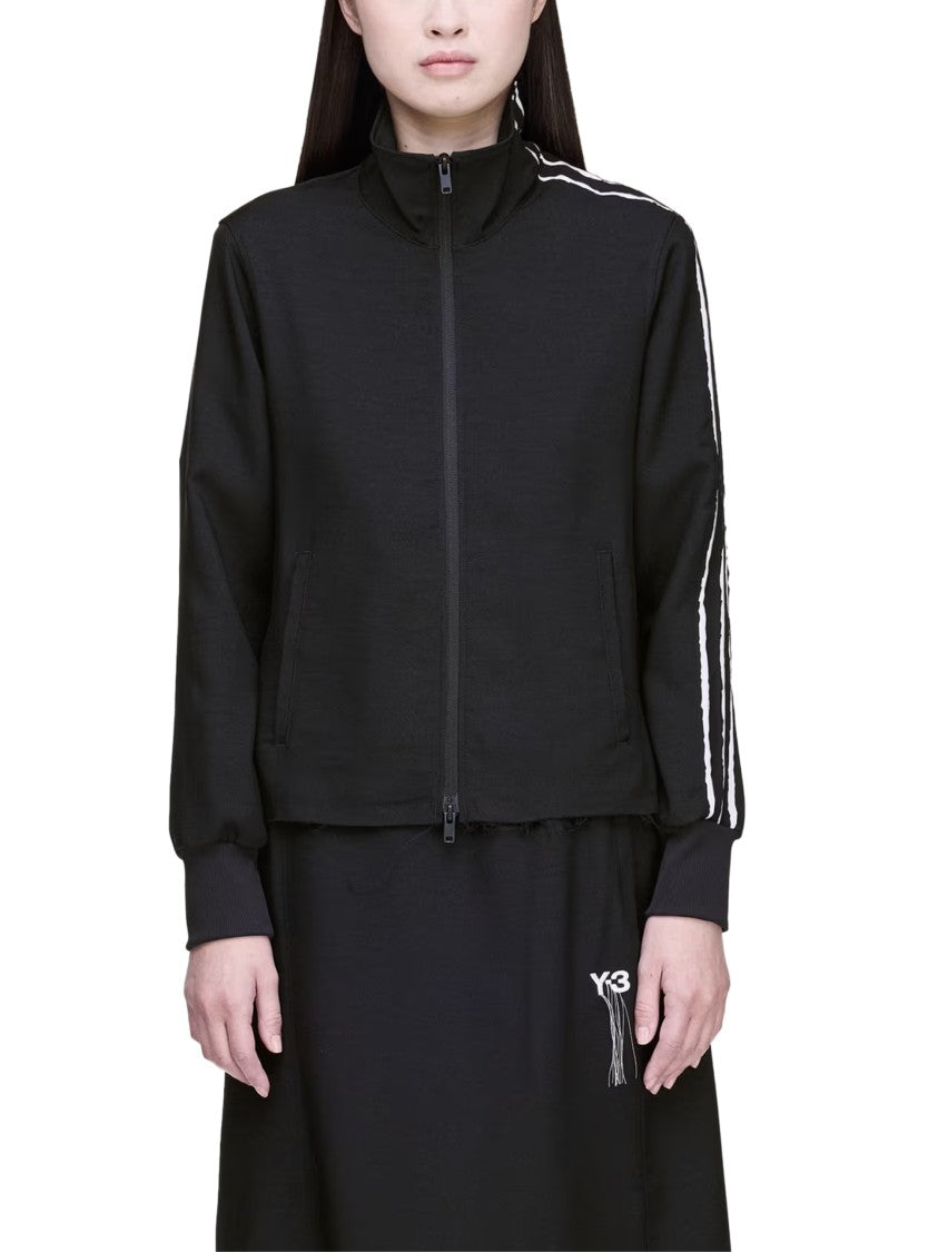 Y-3 High Collar Front-Zipper Sweatshirt With Striped Detail