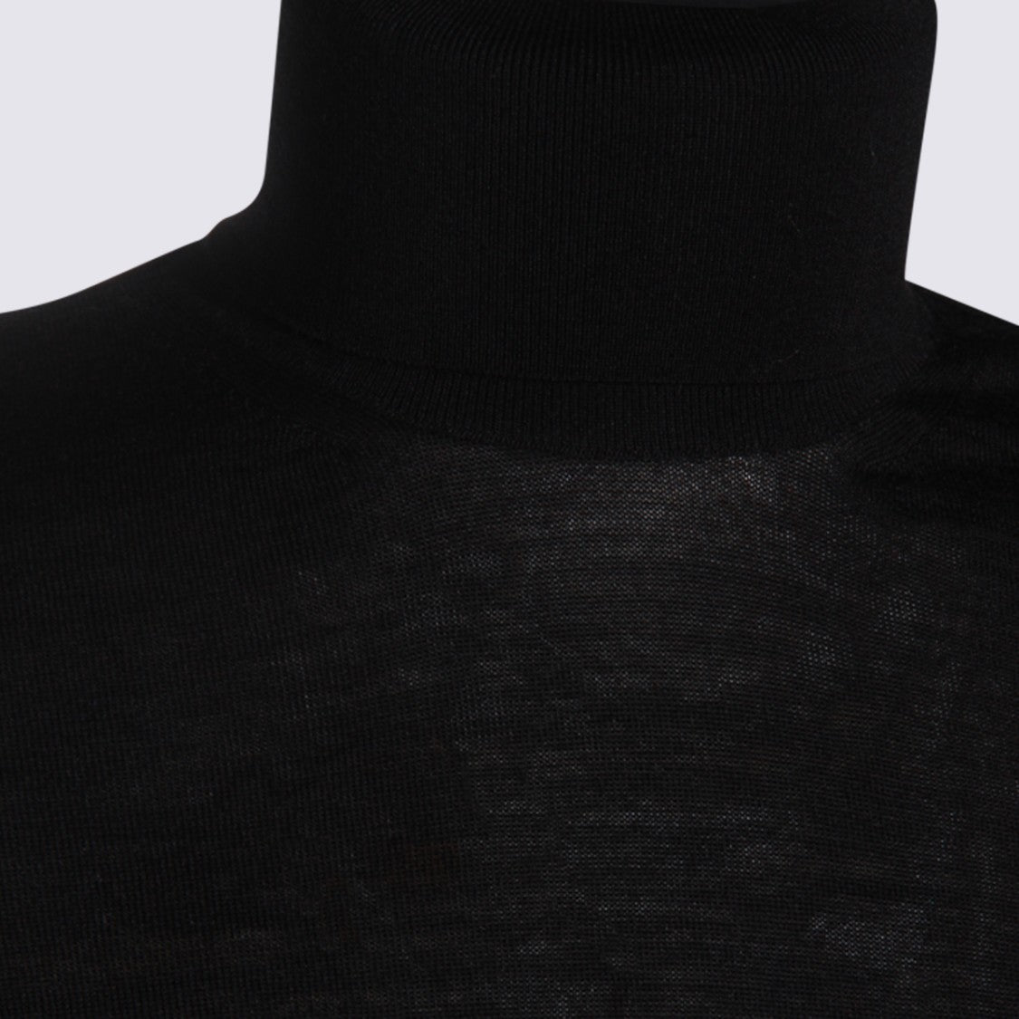 Saint Laurent Black Turtleneck Sweater With Fine Knit Texture And Ribbed Details