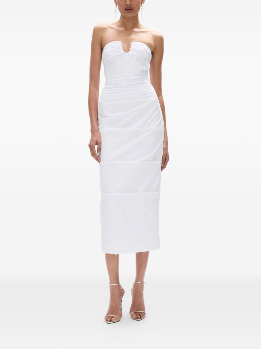 Rachel Gilbert Fitted Strapless Midi Dress
