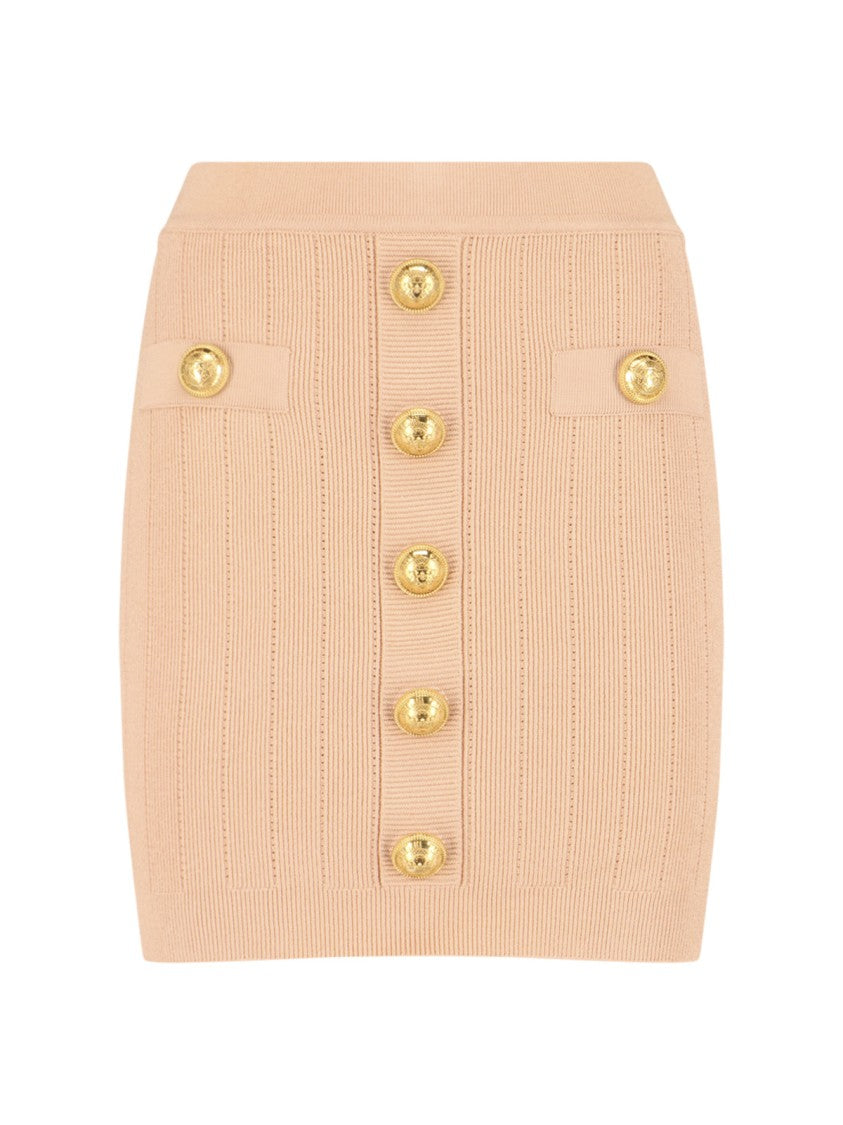 Balmain Knitted Mini Skirt Pink