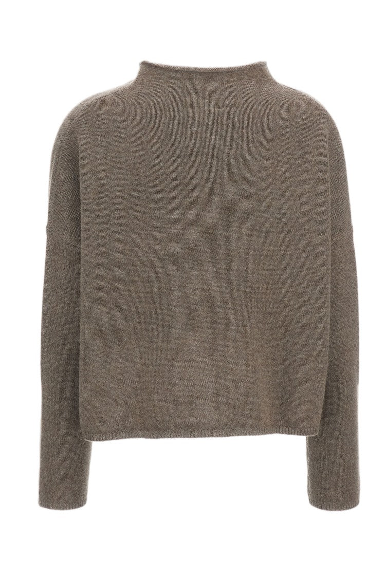 Lisa Yang Beige Sandy Cashmere Mock-Neck Sweater