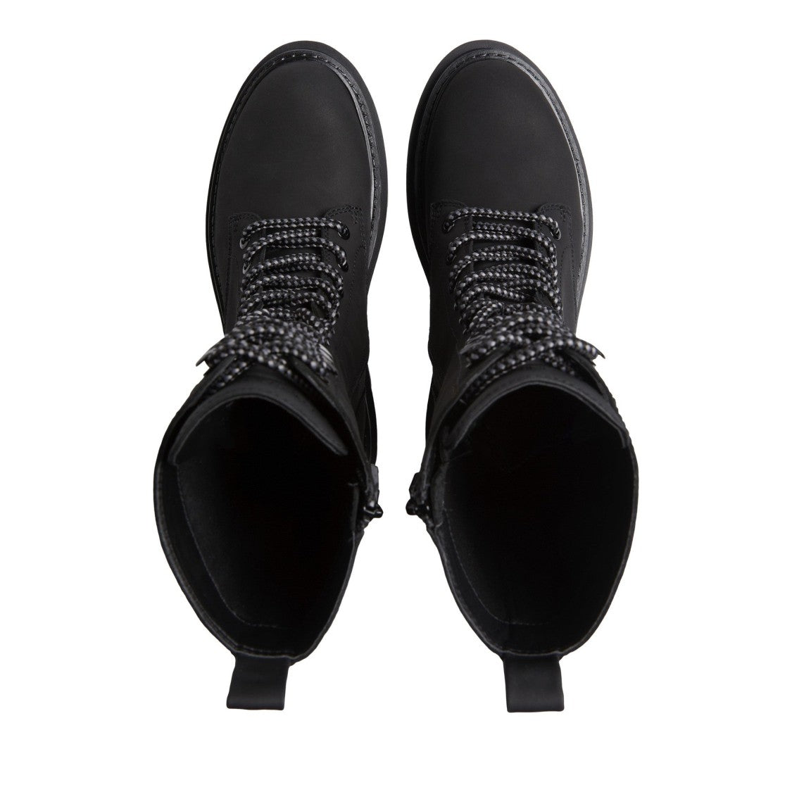 Calvin Klein Jeans Black Flatform Lace-Up Smooth Leather Ankle Boots