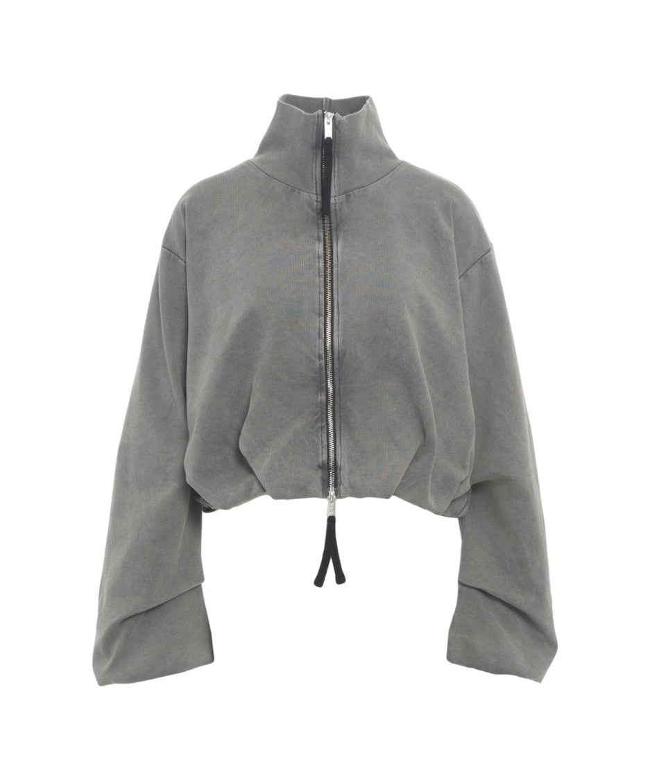 Thom Krom Zip-Up Cropped Sweatshirt