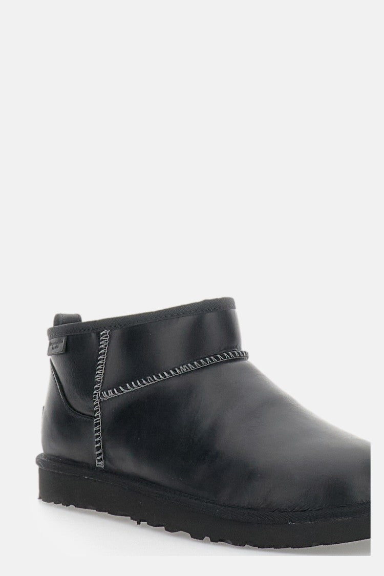 Ugg Classic Ultra Mini Leather Ankle Boots With Uggplush Lining