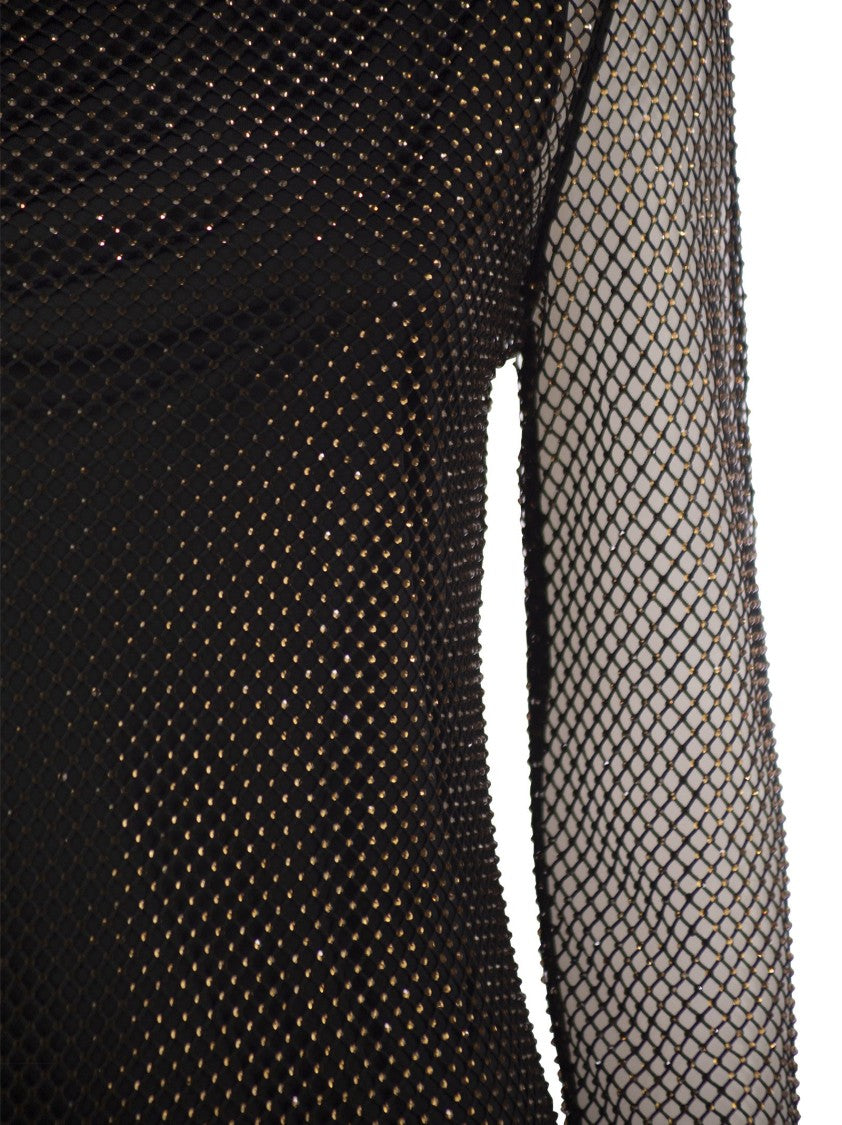 Sportmax Gerarda - Mesh T-Shirt With Rhinestones