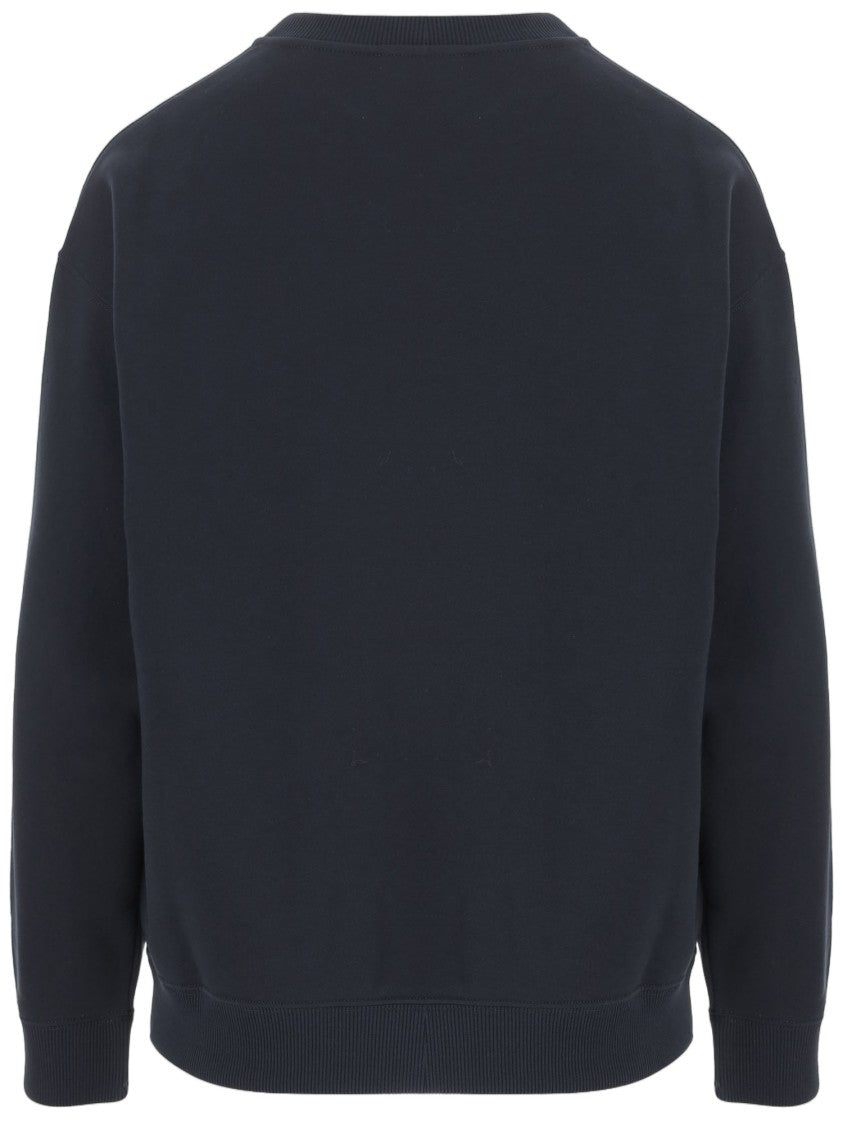 Jil Sander Navy Curved Hem Cotton Sweatshirt