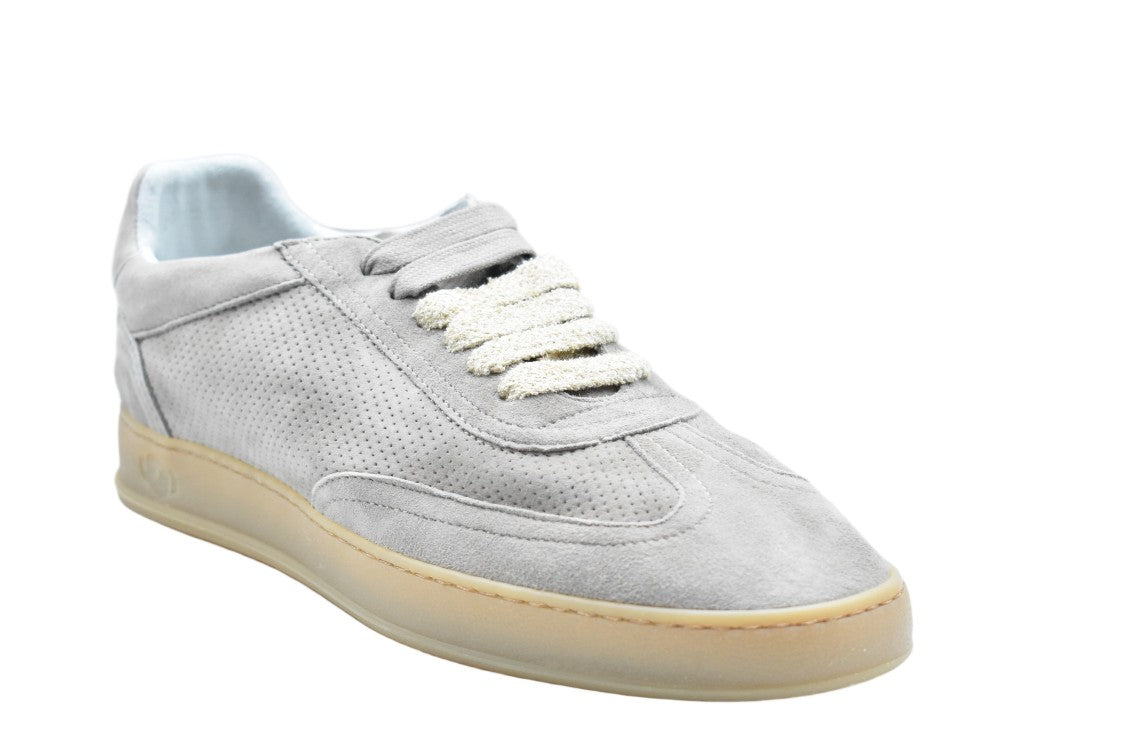 Soldini Blue Suede Round Toe Laced Sneakers