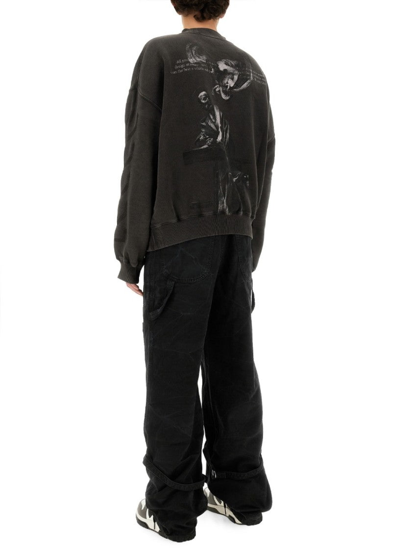 Off-White Relaxed Fit Sweatshirt With Subtle Logo And Graphic Print