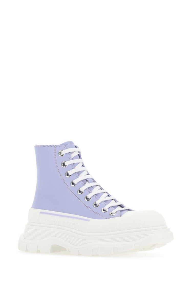 Alexander Mcqueen Lilac Leather Tread Slick Sneakers
