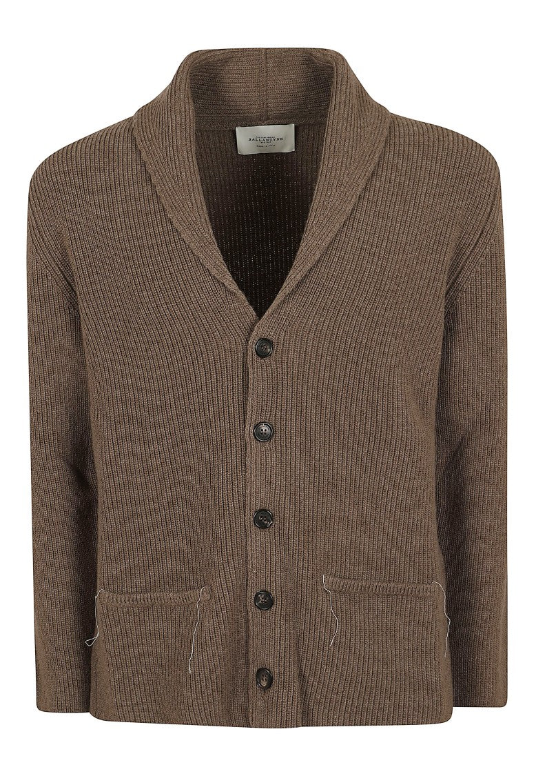 Ballantyne Shawl Collar Ribbed Knit Cardigan With Button Closure
