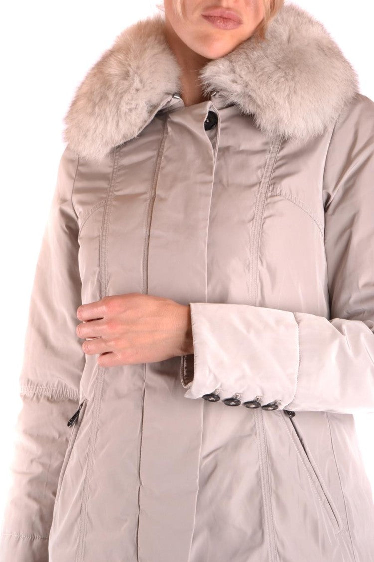 Peuterey Tailored Mid-Thigh Jacket With Plush Fur Collar