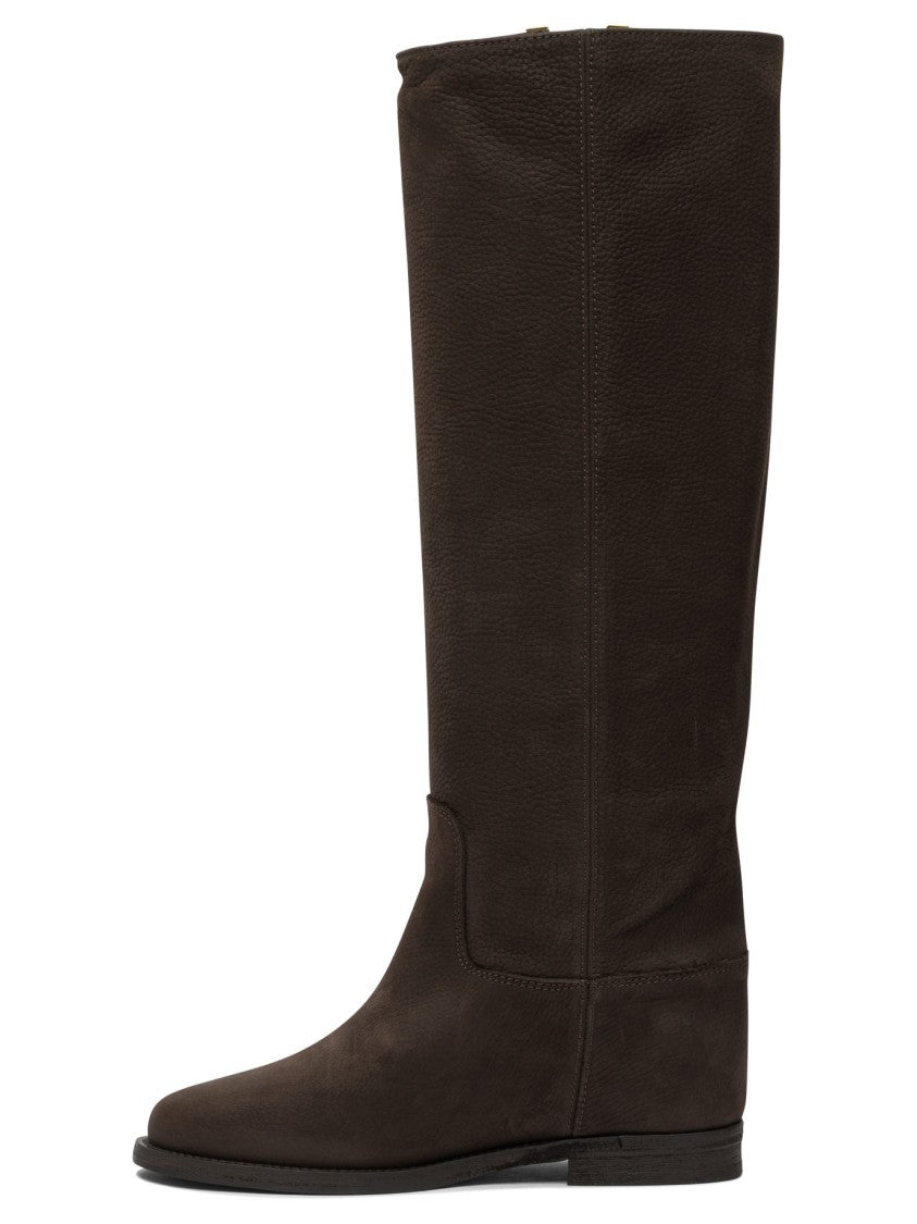 Via Roma 15 Brown Leather Ankle Boots With Minimalist Design