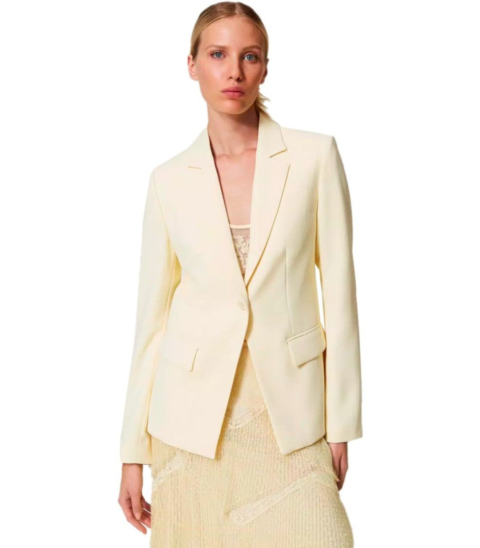 Twin-Set Vanille Crepe Single Breasted Blazer