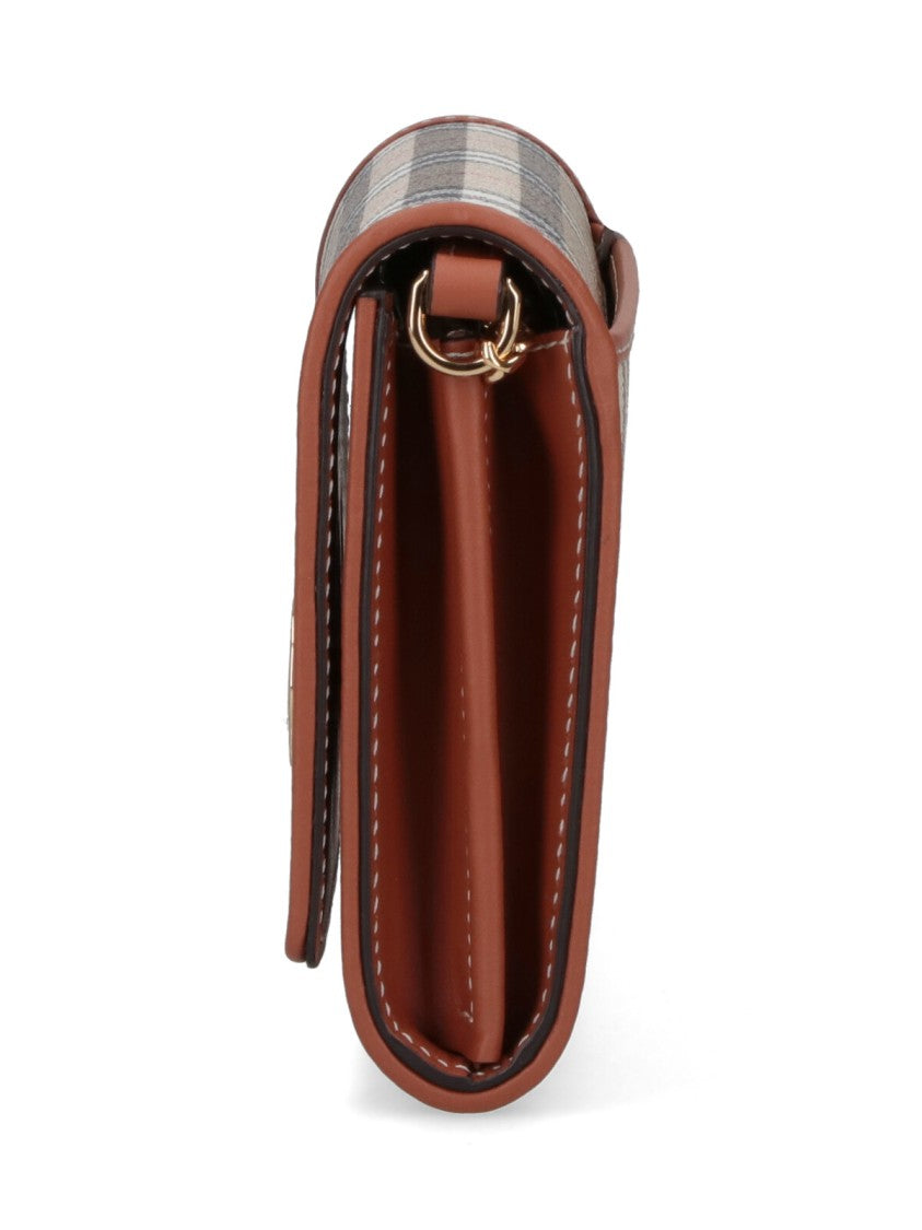 Burberry Beige Fabric Wallet With Multicolor Check Pattern