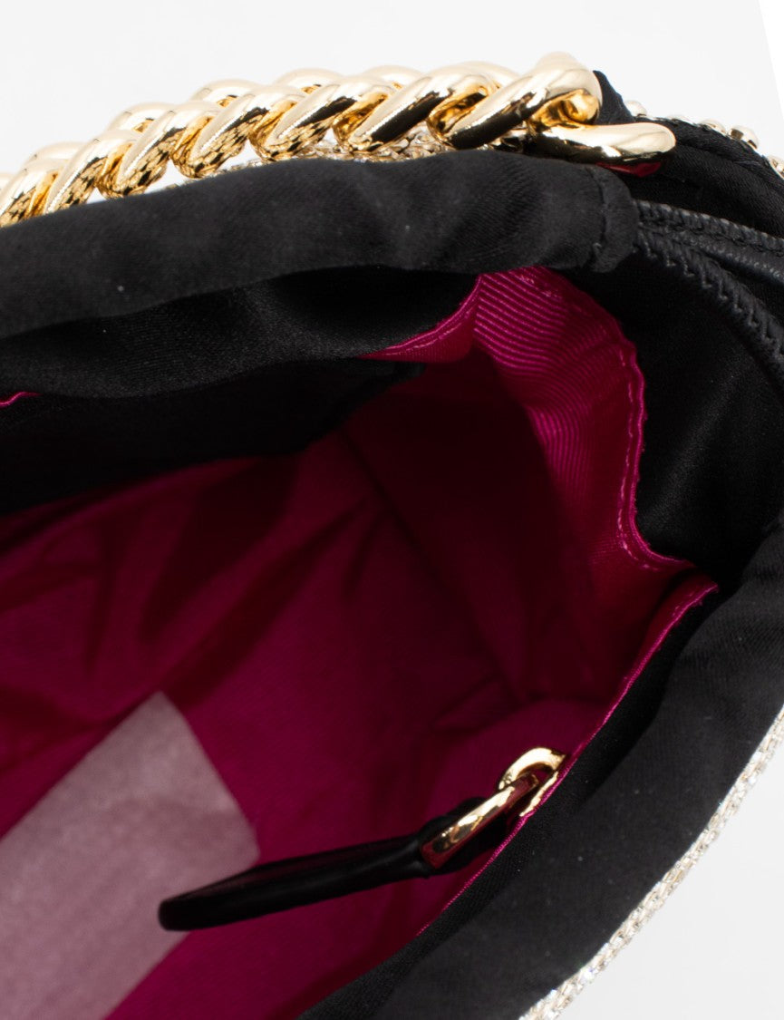 Pinko Textured Black Shoulder Bag With Chain Detail