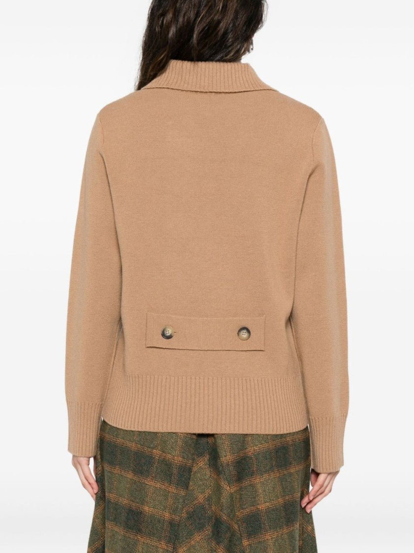 Alpha Studio Camel Jacket With Double-Breasted Fastening