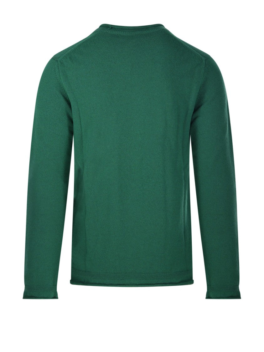 Comme Des Garçons Long-Sleeve Deep Green Wool Shirt With Ribbed Detailing