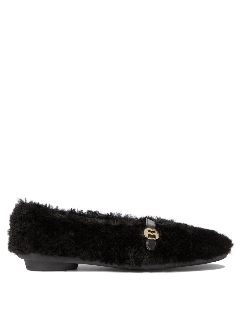Ferragamo "Noella Fur" Shearling Ballet Flats