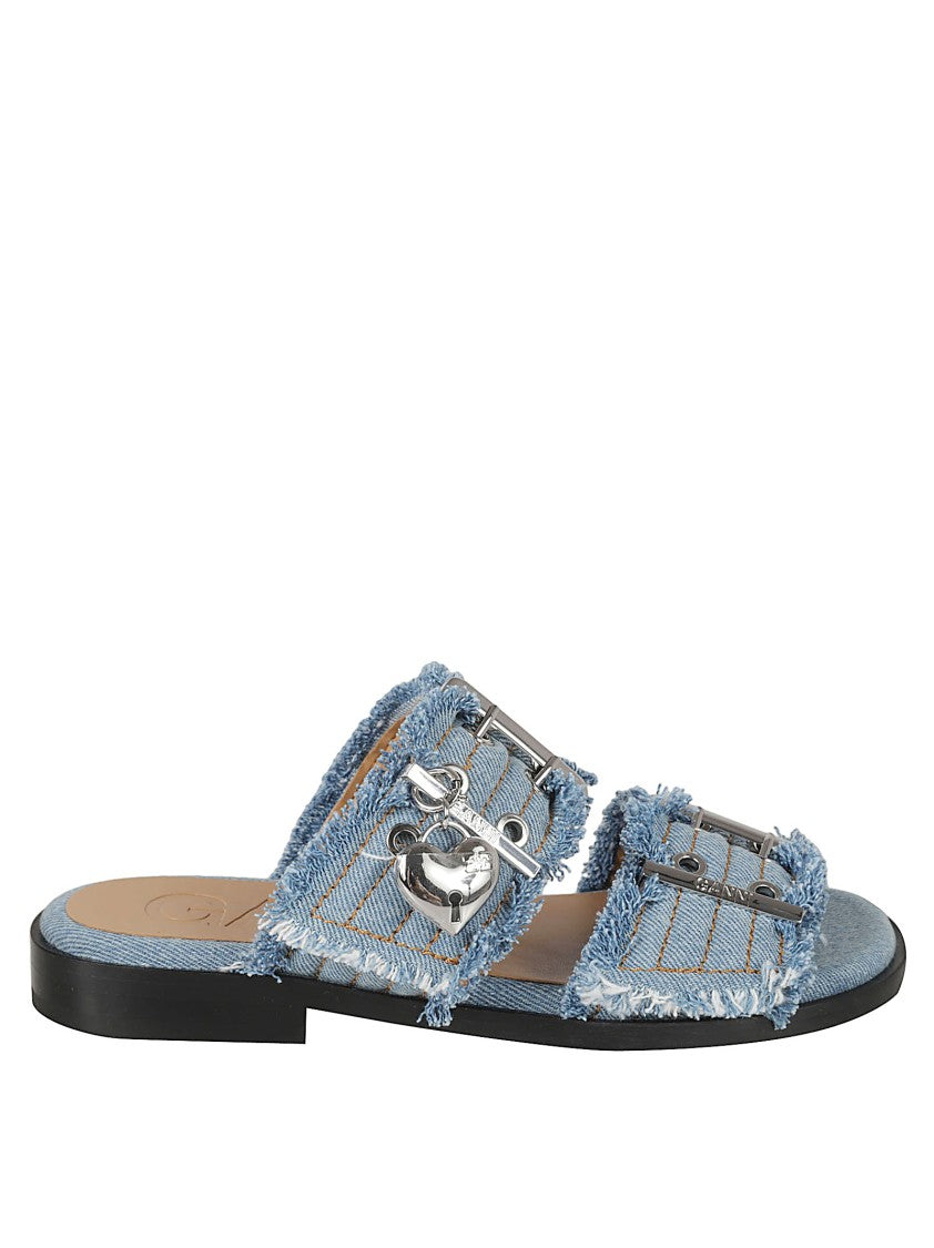 Ganni Light Blue Double-Strap Sandals