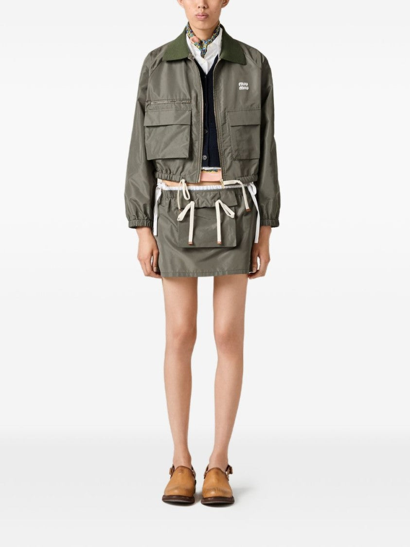 Miu Miu Black Cropped Boxy Zip-Up Jacket