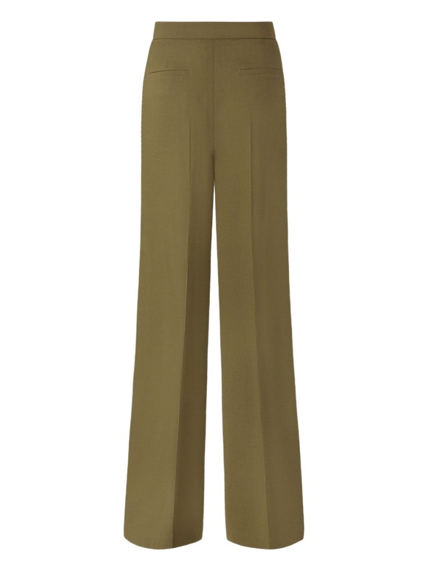 Pinko High-Waisted Tailored Olive Green Trousers With Pressed Creases