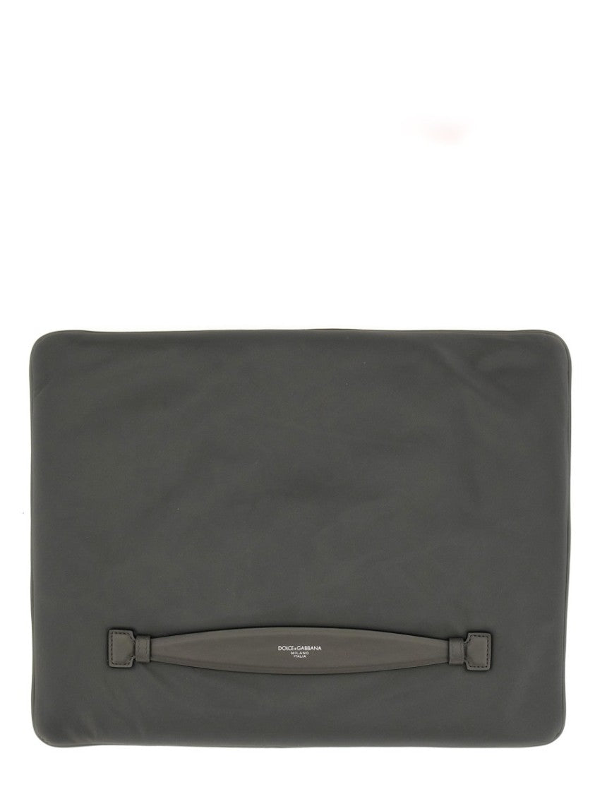 Dolce & Gabbana Rectangular Leather Pouch With Zipper Closure