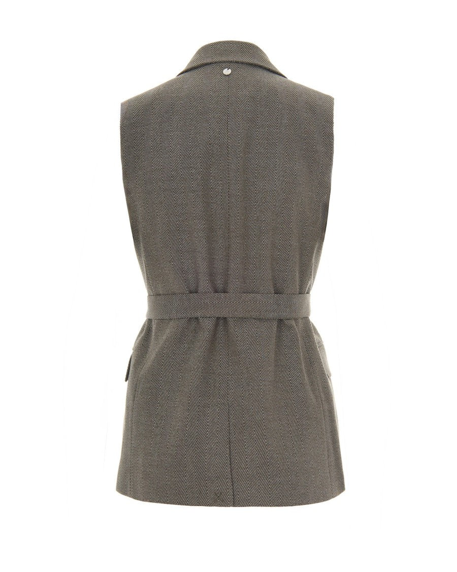 Liu Jo Chevron Vest With Belt – Grey