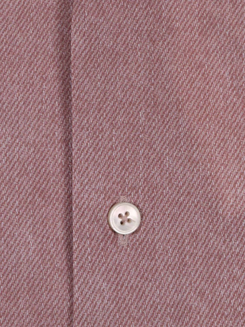 Xacus Refined Herringbone Casual Shirt In Dusty Rose