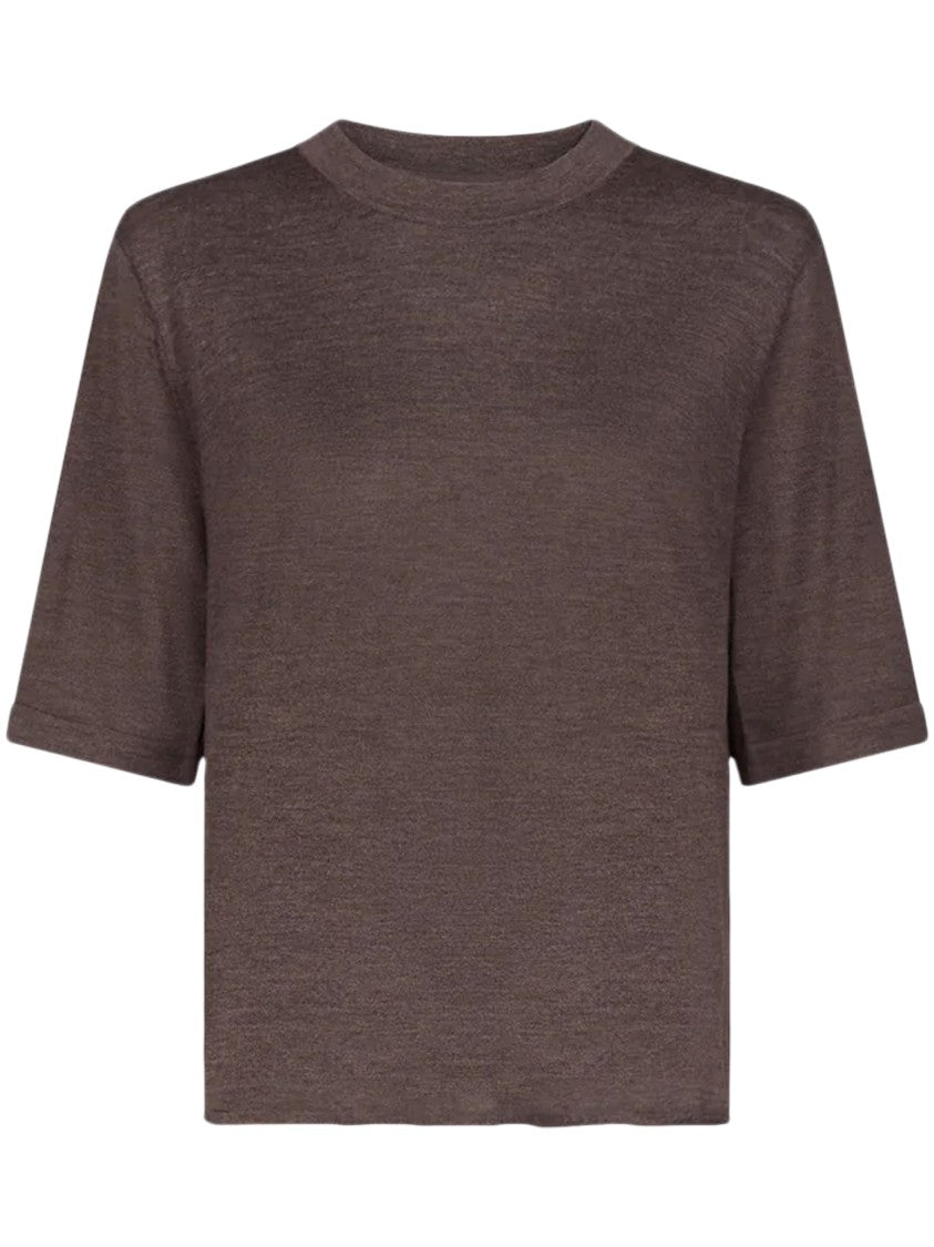 Loulou De Saison Boxy Short-Sleeved Cashmere Top With Crew Neckline