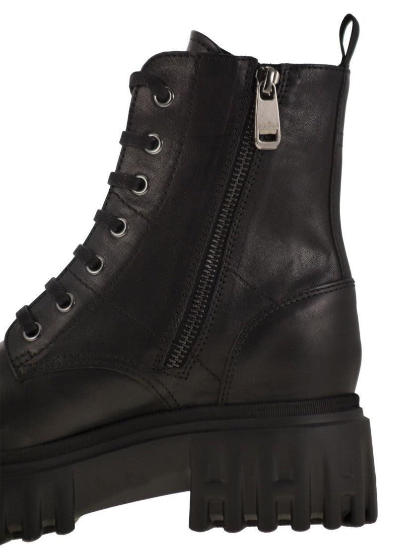Hogan H700 - Leather Combat Boots