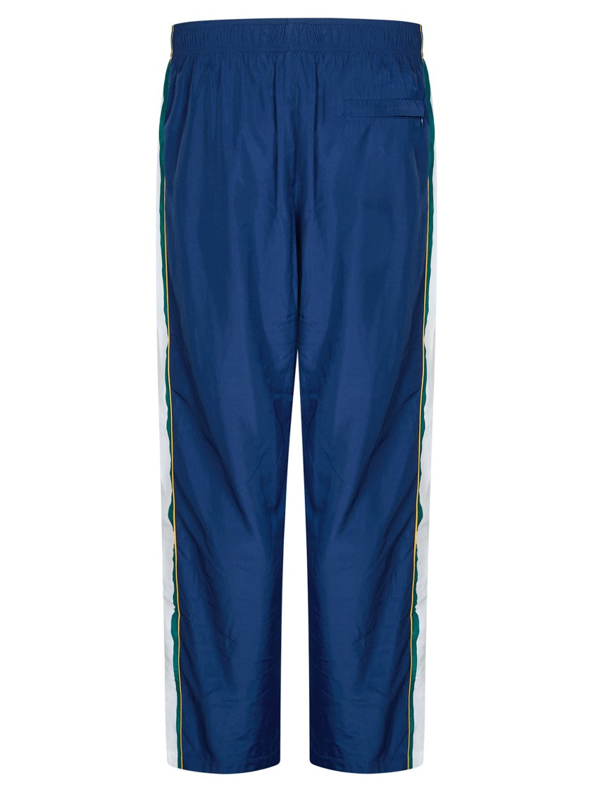 Casablanca Relaxed Fit Deep Blue Polyester Pants With Side Stripes