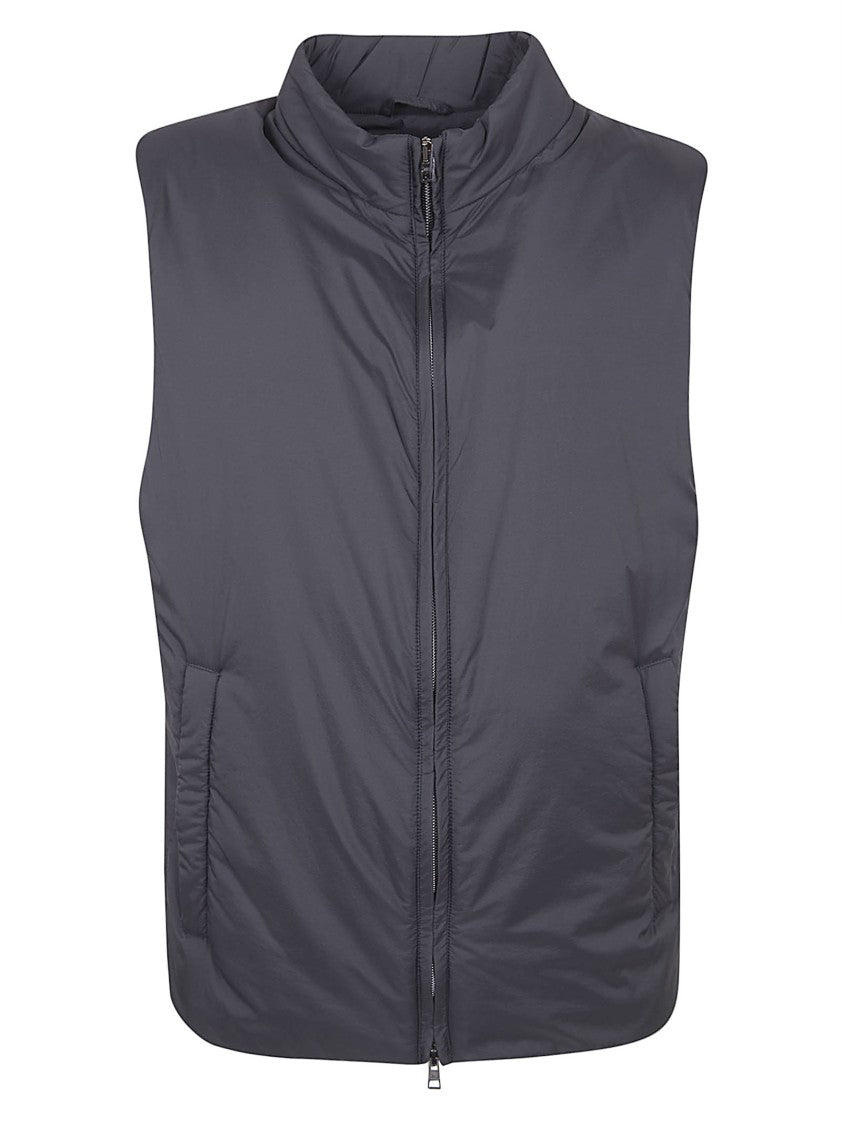 Herno Padded Blue Waistcoat With High Collar