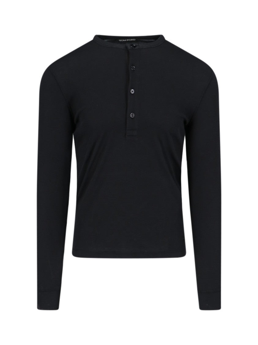 Tom Ford Long-Sleeved Henley Top With Buttoned Placket And Fitted Silhouette