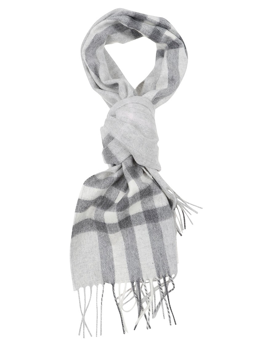 Burberry Grey Cashmere Check Scarf