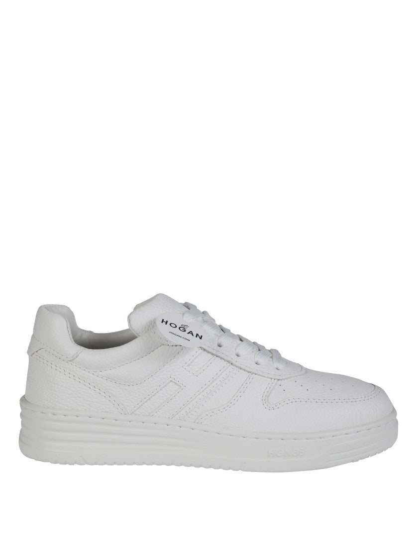 Hogan Textured Leather Sneakers With Cushioned Sole