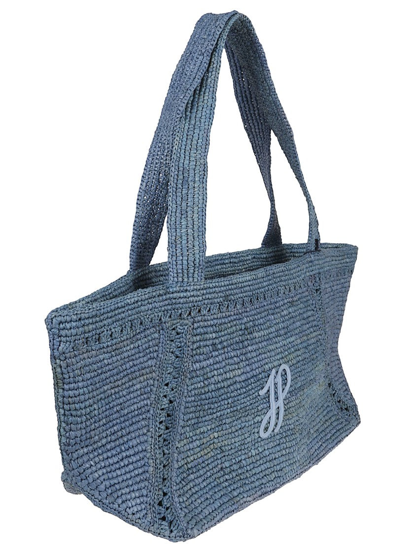 Patou Textured Raphia Tote Bag With Spacious Interior