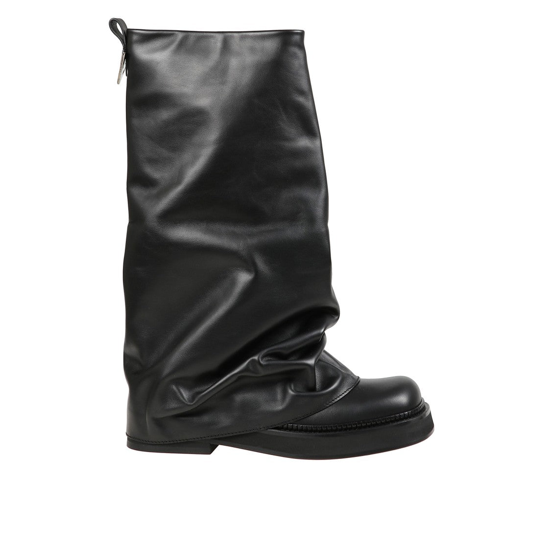 The Attico Tall Leather Boots With Draped Effect
