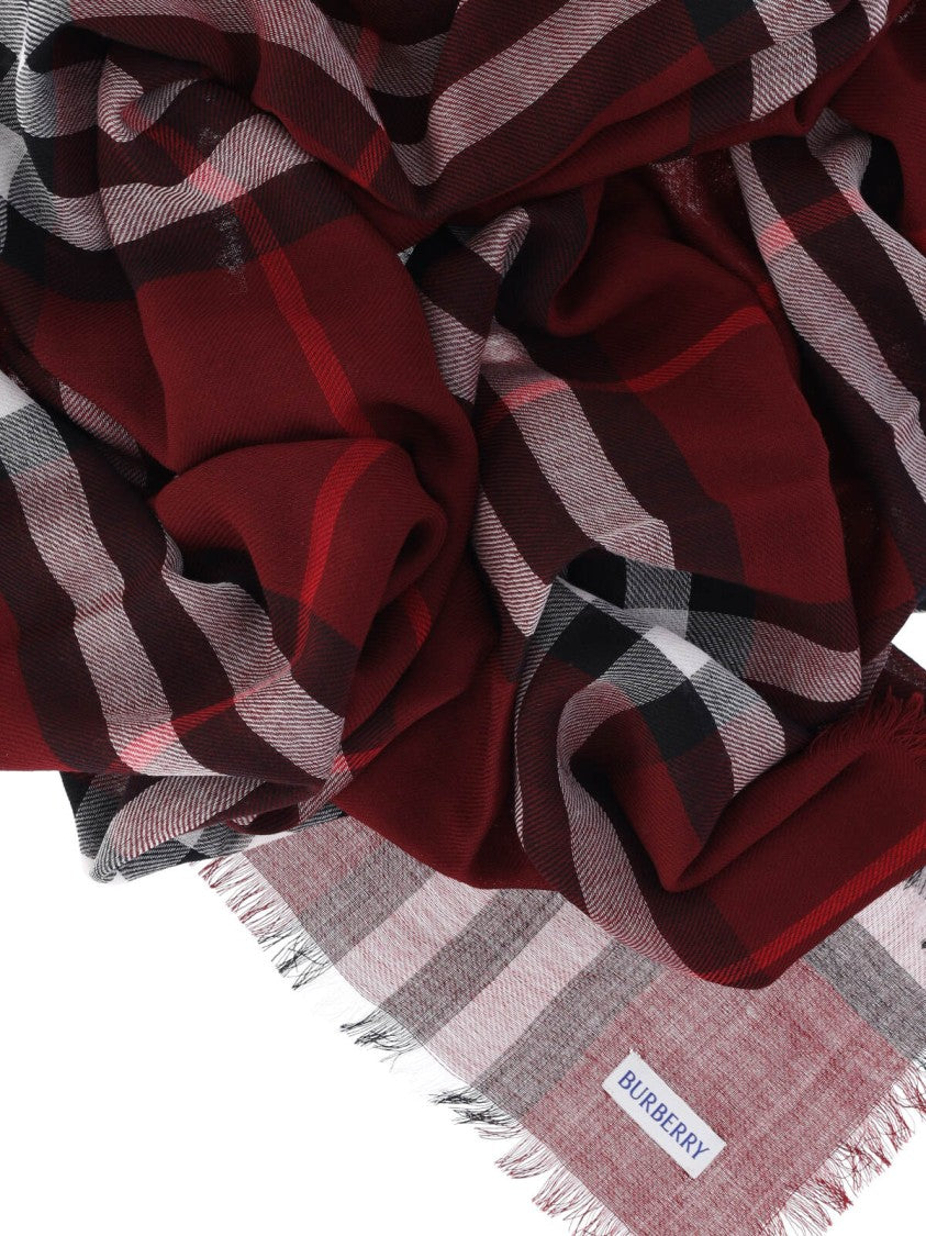 Burberry "Check" Wool Scarf – Red
