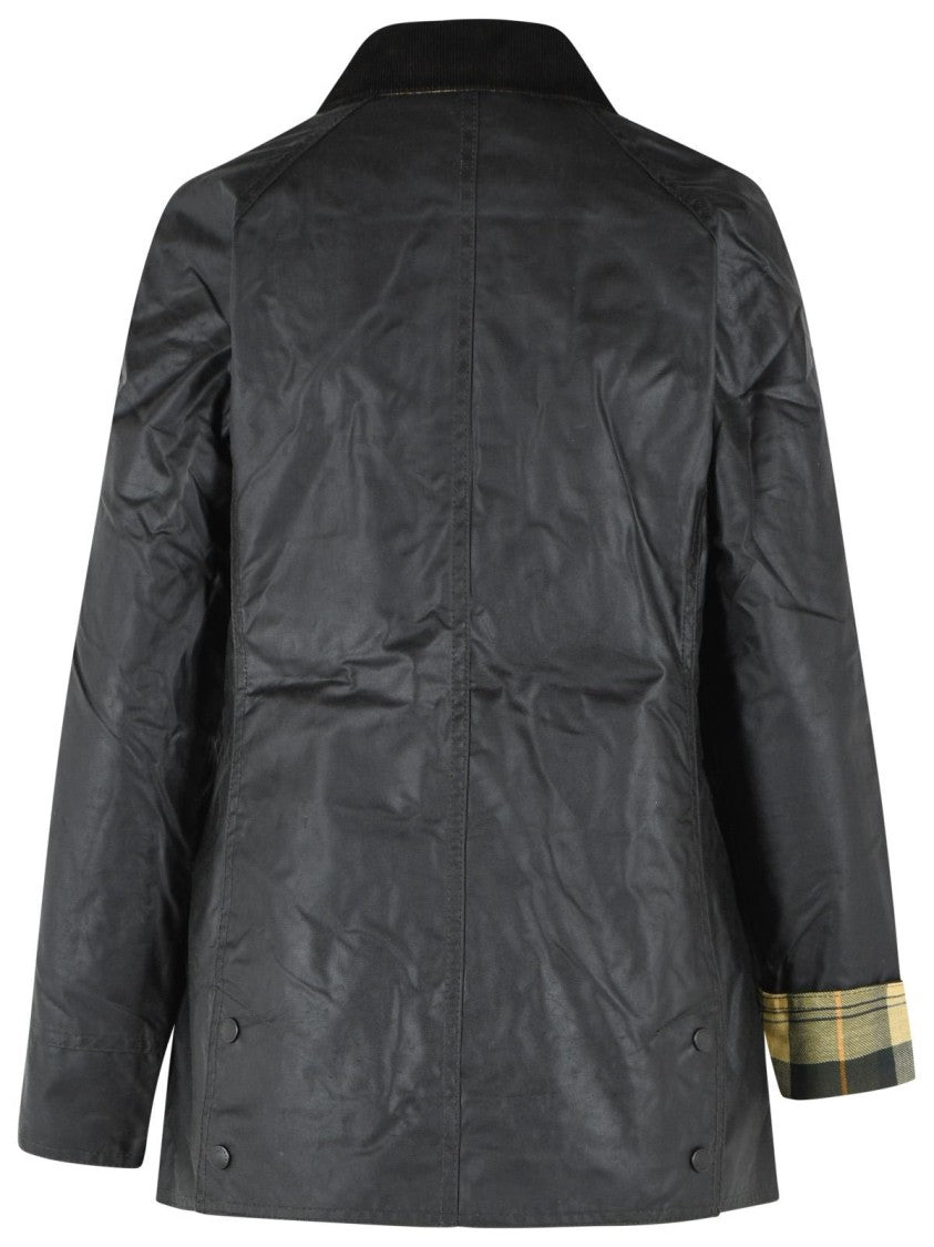 Barbour Beadnell Waxed Cotton Plaid-Lined Jacket