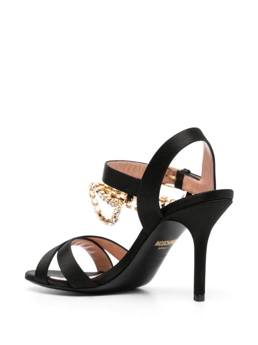 Moschino Rhinestone-Embellished High-Heeled Sandals With Crossover Straps