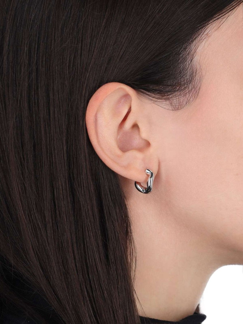 Charlotte Chesnais Sculptural Silver Hoop Earrings With Polished Finish