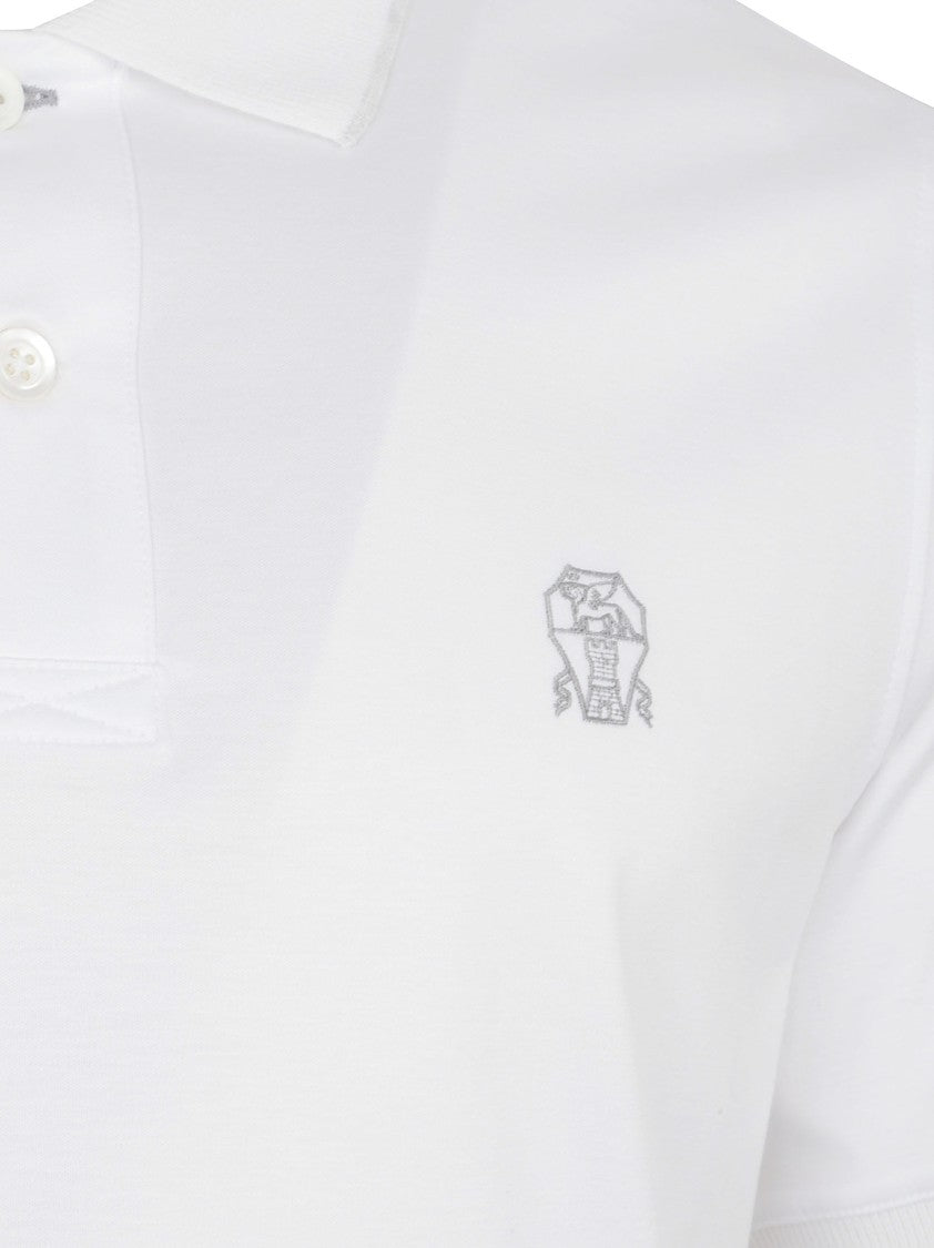 Brunello Cucinelli Short-Sleeve Polo Shirt With Embroidered Logo